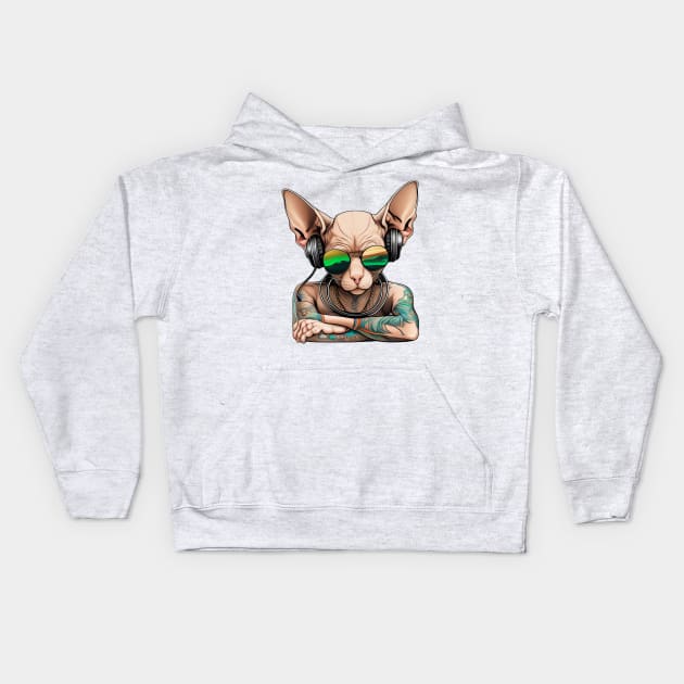 Dj Sphynx Cat Kids Hoodie by ZUCCACIYECIBO